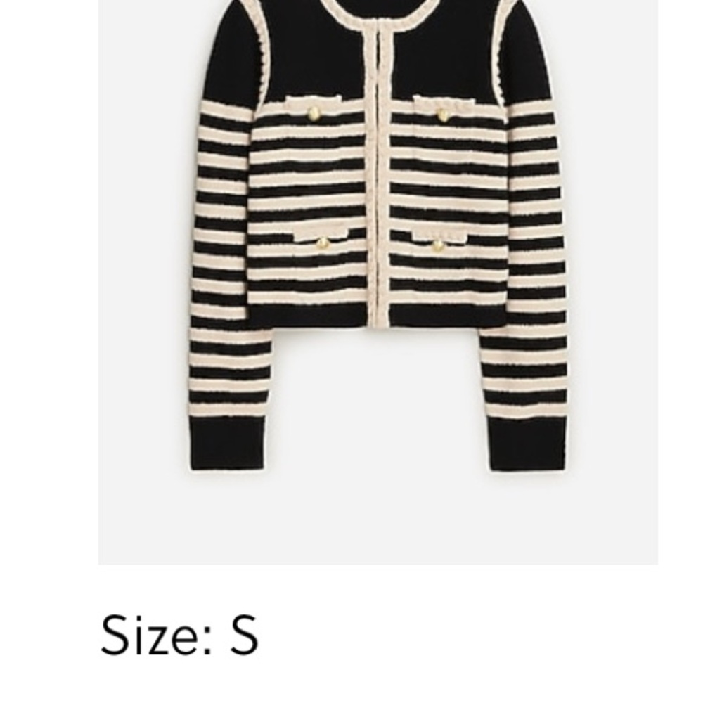 J. Crew Women's Black and Cream Striped Sweater Blazer